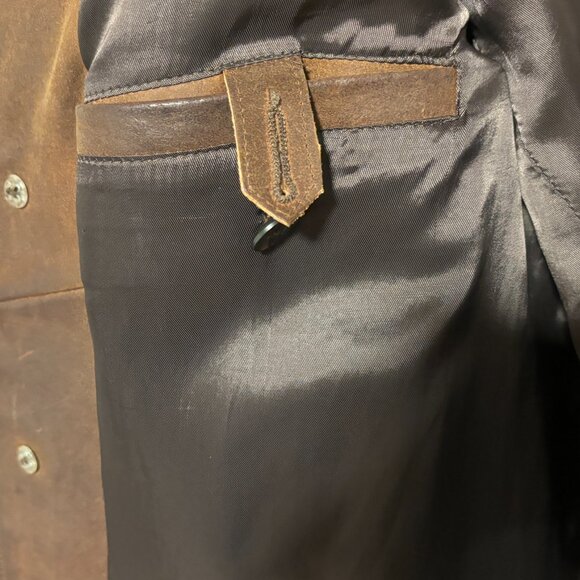 $1200 Sisley Brown Leather Button Closure Jacket - S/M (Aero, Fine Creek) - Picture 12 of 13